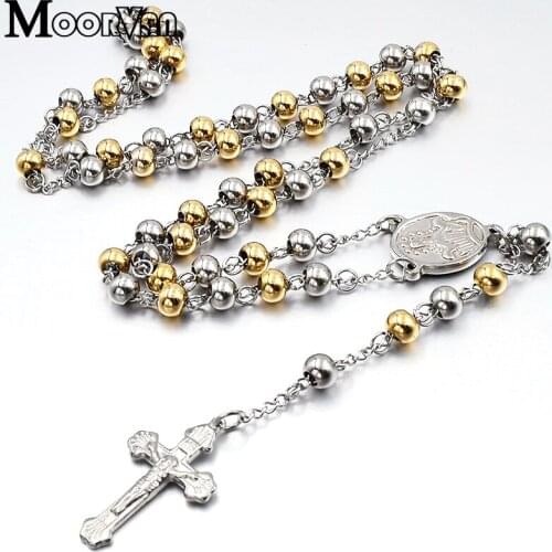 Moorvan vintage necklace for Men/Women Stainless steel Rosary Religion jewellery, Wholesale VRN17