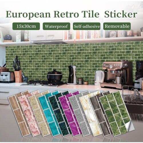 Retro Waterproof Crystal Tile Stickers Self Adhesive Kitchen Bathroom Home Renovation Peel & Stick Wall Decal Wardrobe Mural