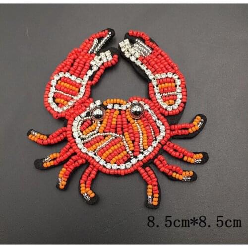 1 PCS Crab sequins bead Rhinestones qpplique brooch patches applique sew on beading clothes bag shoes decoration patch DIY