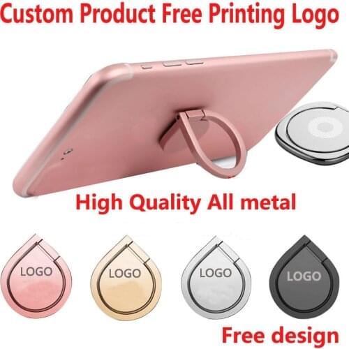 100pcs Customized products free print logo All metal mobile phone ring buckle magnetic ring bracket finger ring