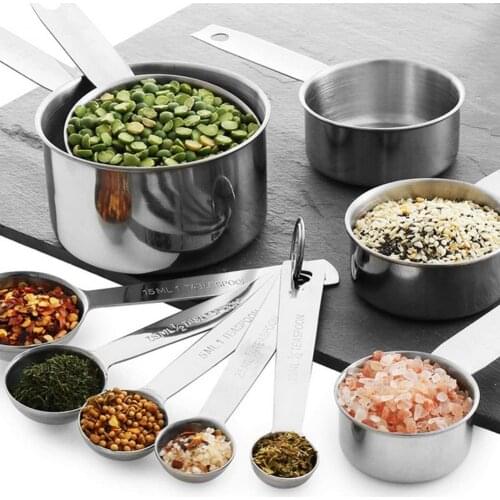 12Pcs/Set Durable Portable Measuring Mug Eco-friendly High Precise Stainless Steel Measuring Tea Spoon Supplies for Home Kitchen