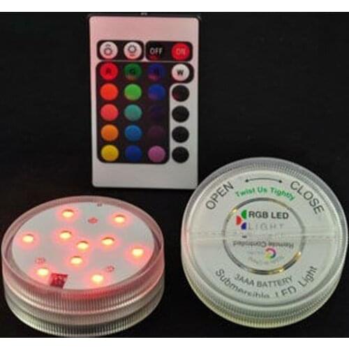 2016 New free Shipping 12units/lot Remote Control 16colors Battery Operated Submersible Led Lights As Wedding Favor Decoration