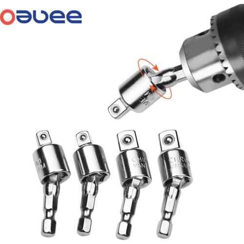 Electric Drill Socket Adapter for Impact Driver with Hex Shank to Square Socket Drill Bits Rotatable Extension 1/4" 3/8" 1/2"