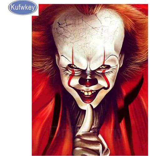 5D DIY Diamond Painting IT horror movie character Evil clown 3D Diamond Embroidery Cross Stitch halloween Home Decor Full gift