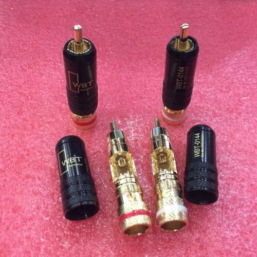 Free Shipping 50PCS New RCA WBT-0144 signal line plug RCA plug lotus head copper WBT 0144 RCA male connector gold plated