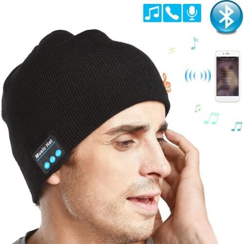 Unisex Wireless Bluetooth Headphones Beanie Hat Winter Sport Music Cap Headset with Mic Speaker for Xiaomi Huawei Samsung Iphone