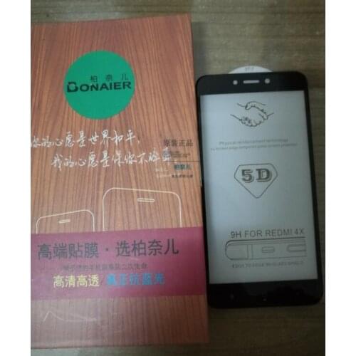Bonaier New Arrival High Quality Full Glue Curved 3D Tempered Glass Film for Redmi 4X Redmi 4X Pro 5.0inch +Back Film Gifts