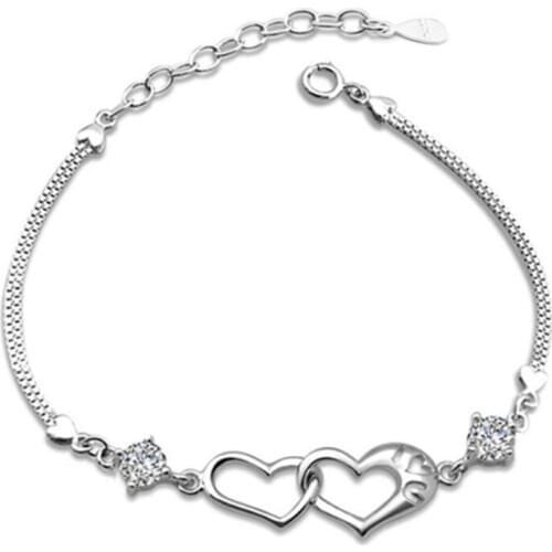 KOFSAC New Fashion 925 Sterling Silver Bracelets For Women Party Jewelry Love Heart Luxury Crystal CZ Bracelet Bangle Girl Gift