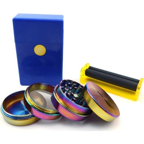 Rolling Box Tobacco Roller Cigarette Case With Manual Tobacco Grinder