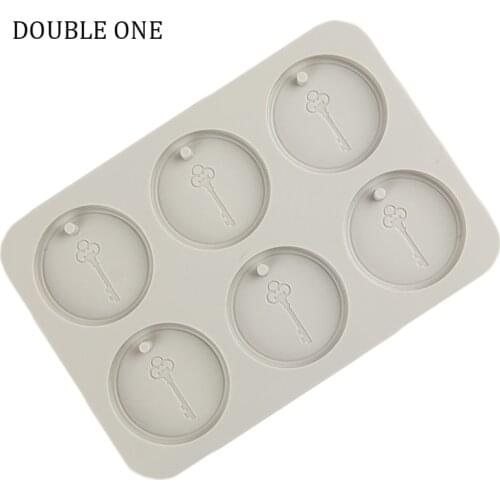 DOUBLE ONE Key Resin Round Cabochon Pendant Molds Silicone Jewelry Making Moulds for DIY Tools
