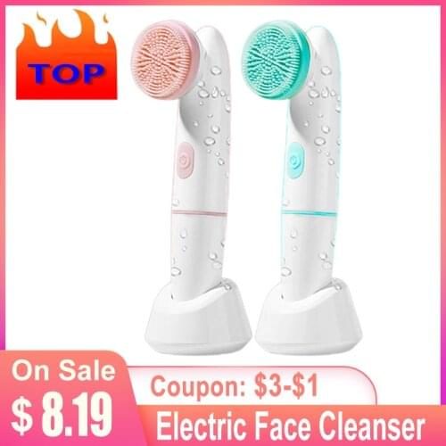Electric Face Cleanser Face Cleansing Brush 2 Speed Silicone Face Vibration Massager Acne Pore Blackhead Remove Tool