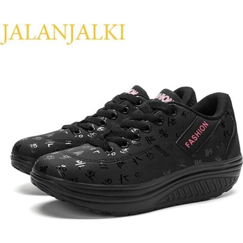 JALANJALKI Womens Sneakers Thick Sole Black Outdoor Women Running Shoes Big Size 35-42 Casual Jogging Shoes Ladies Sport Shoes