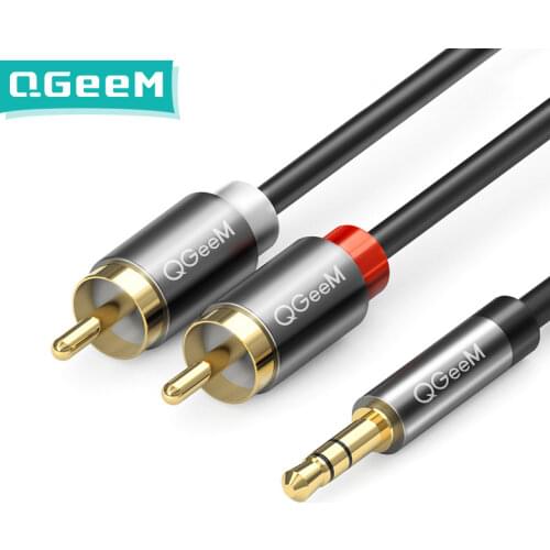 QGeeM RCA Cable 2RCA to 3.5 Audio Cable RCA 3.5mm Jack RCA AUX Cable for DJ Amplifiers Subwoofer Audio Mixer Home Theater DVD