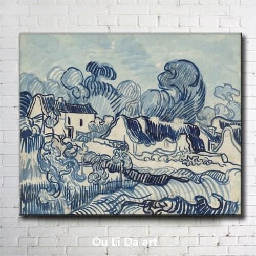 Impression Van blue house clouds scenery canvas printings oil painting printed on canvas wall art decoration picture no frame