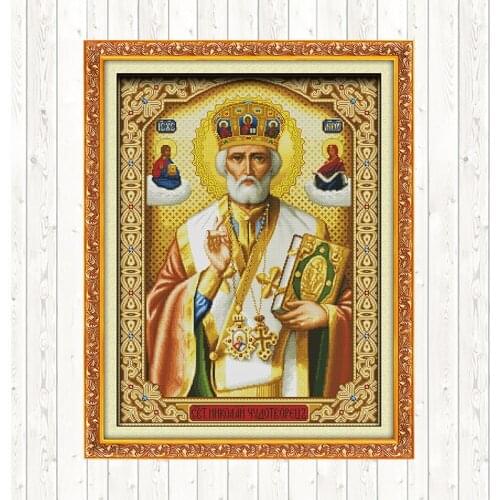Pope Painting Printed on Canvas 14ct 11ct Counted Fabric DMC Embroidery Kit DIY Handmade for Needlework Kits Home Decor Crafts