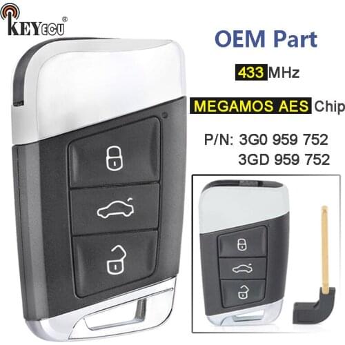 KEYECU 434MHz MEGAMOS AES Chip 3G0 959 752 / 3GD 959 752 OEM Remote Key Fob for VW Volkswagen Passat B8 Magotan Arteon Superb A7