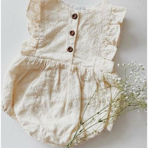Pudcoco Infant Baby Girls Bodysuit Kids Cotton Linen Sleeveless Shirt Newborn Lace Jumpsuit Summer Outfits Clothes