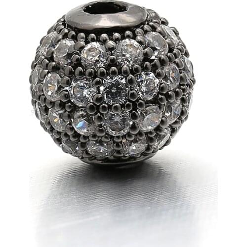 6mm Best Quality Brass Cubic Zirconia Round Ball Spacer Beads for DIY Jewelry Accessories Making, Hole: 1.2mm, VZ4