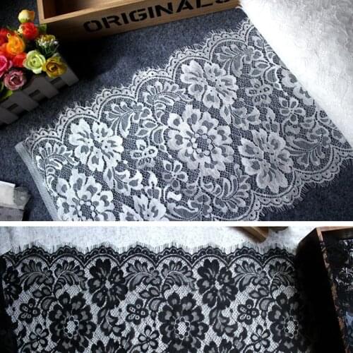 Noble Flower Eyelashes Lace Trim Fabric Applique Lace Ribbon Wedding Dress Decoration Diy 28cm wide 6M / 2pieces