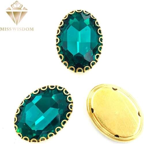 Malachite Green oval strass glass crystal sew on rhinestones gold bottom lacy shape claws Diy clothing accessories