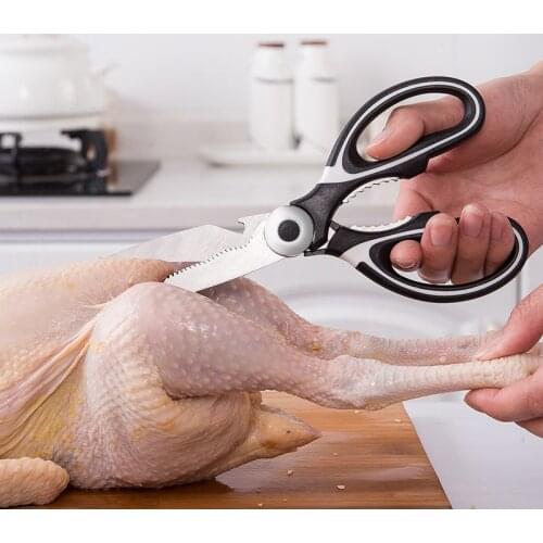 Multifunctional Kitchen Scissors Cutting Knife Plate Stainless Steel Kitchen Meat Cutting Scissors Chicken Bone Opening Bottle