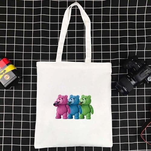 Reusable Handbag Bear Series Shoppers Eco-friendly Large Capacity Shoulder Bags High Quality Fabric Shopper Bag Bags for Women