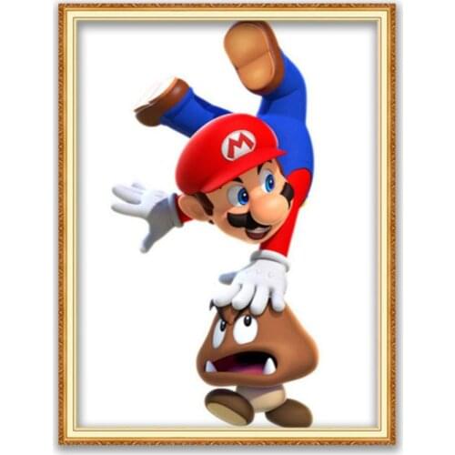 Carton Mario DIY Cross Stitch Embroidery 11CT Craft Needlework Set Cotton Thread Home Decoration For Living Room Dropshipping