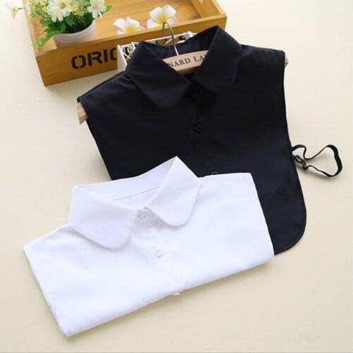 2021 White Black Vintage Cotton False Collar Solid Shirt Fake Detachable Collar Top Women Clothes Accessories Lapel Blouse