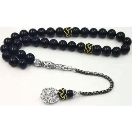 Natural Black Agates rosary Muslim Tasbih gift islam misbaha Mans Onxy prayer beads 33 66 99beads stone Rosary