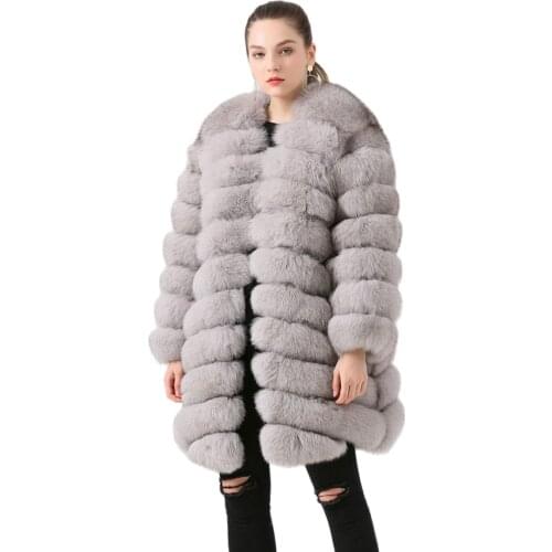 QIUCHEN PJ19071 2020 New arrival real fox fur women winter long jacket thick fur high quality real thick for fur