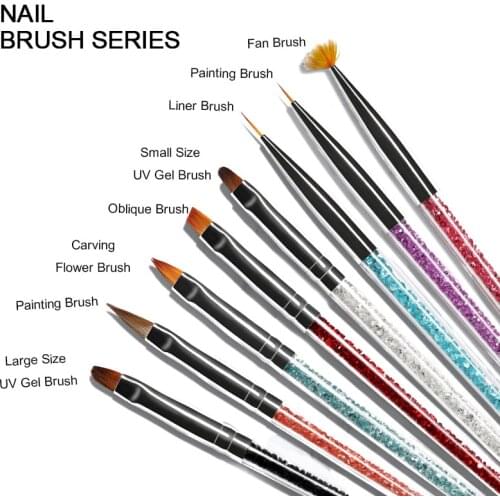 New nail crystal brush set Flower fan-shaped halo dye pen Manicure wire carving phototherapy pen manicure tool