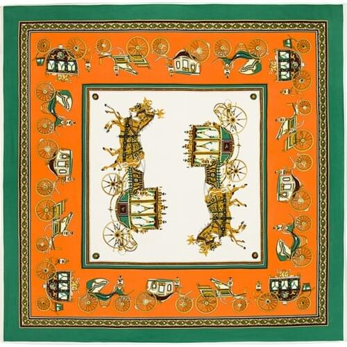 New Luxury Brand Shawl Twill Silk Scarf carriagel Print Hijab Square Scarves Kerchief Woman Headband Wraps Female Giant Scarf