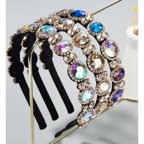 Girl Rhinestone Headbands Women Gem Stone Diamond Summer Hair Braid Colorful Wrap Dropship Accessories Baroque Luxury Wholesale