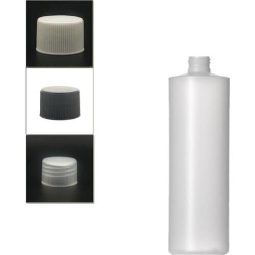 500ml empty plastic soft bottle ,natural-colored HDPE cylinder round with black/white/transparent ribbed Screw Lids