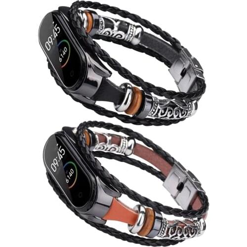 Wrist Strap For Xiaomi Mi Band 4 Genuine Leather Watchband For Xiaomi Mi Band 3 Wristband Bohemia Replacement Strap Wristband