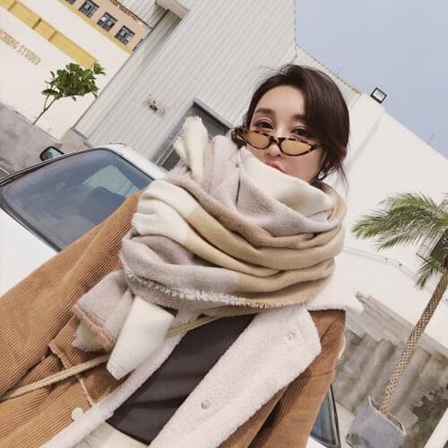 New fashion autumn winter womens fashion temperament wild plaid shawl warm thick high quality trend soft cute long big scarf