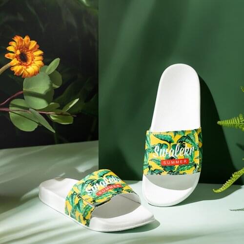 Swalker 2020 men slipper summer cartoon lover sansals outdoor beach print funny shoes slide flip flops bath room comfy