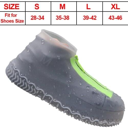 Silicone Waterproof Shoe Cover Overshoes with Zipper Non-Slip Washable Protection Rain Shoes Boots for Women Men 2020