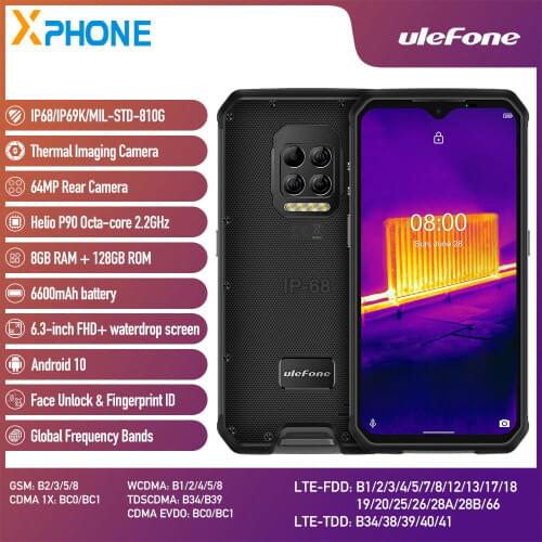 Ulefone Armor 9 Rugged Phone 8GB+128GB Thermal Imager camera scanner Face ID Fingerprint Identification 6600mAh 6.3‘’ Android10