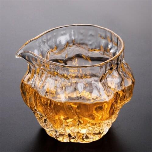 Japanese Style Glass Tea Infusers Pitcher Heat Resistant Hammered Kung Fu Chahai Creative Transparent Teacup Phnom Penh Teaware