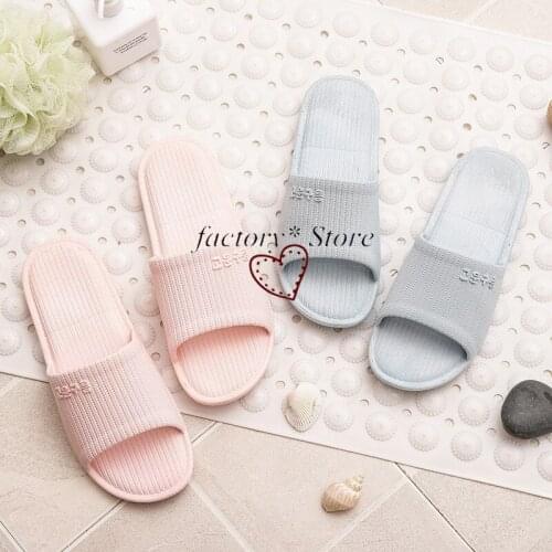 Slippers Shoes Striped Summer Female Slippers Couples Home Summer Non-Slip Indoor Bathroom Bath Home Slippers Men