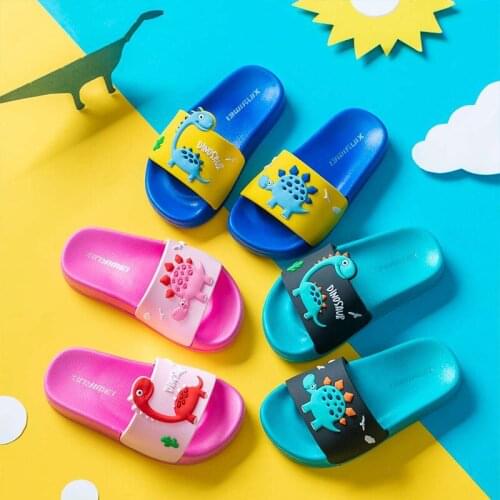 New Cute Kids Slippers Dinosaur Children Baby Home Slippers Waterproof Breathable Non-slip Boys Girls Home Duck Shoes Cute