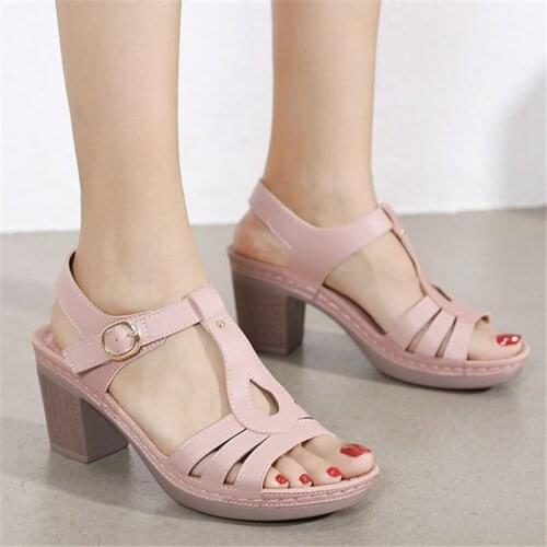 2021 Summer New Large Size 36-42 Womens Black Pink Open Toe Sandals Fashion Platform 8cm High Heels Sexy Party Dress Pumps