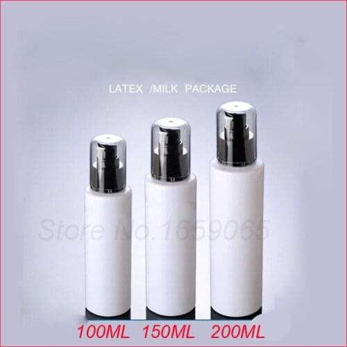 100/150/200ML PET white plastic Spray pump bottle Lotion Bottle black cap bottle cosmetic container Cosmetic Packaging