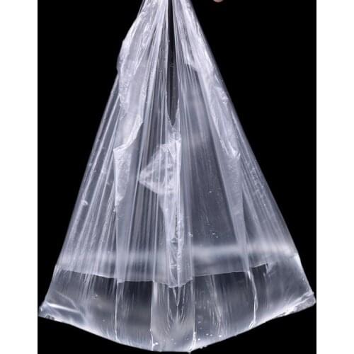 100Pcs Useful Plastic Shopping Bag Transparent Shopping Bag Supermarket Plastic Bags With Handle Food Packaging