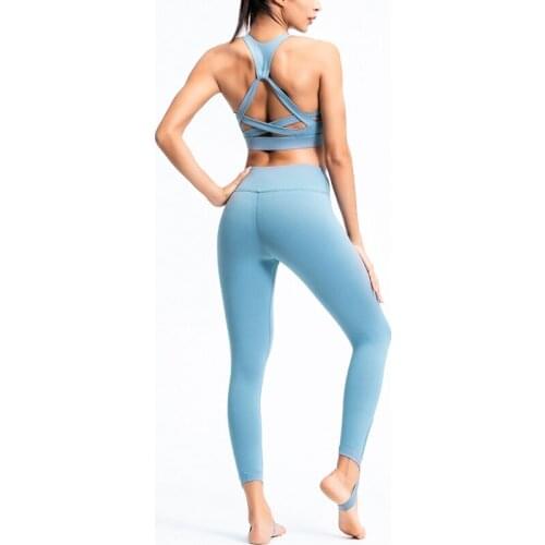 2PCS/Set Seamless Fitness Women Yoga Suit High Stretchy Workout Sport Set High Waist Sports Legging Gym Sexy Sports Bra