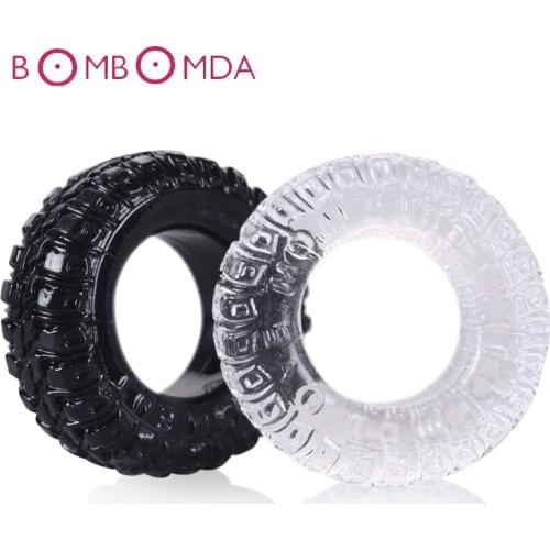 2Pcs Soft Silicone Tire Penis Rings Delay Ejaculation Cock Ring Sex Penis Enhancer Chastity Sleeve Masturbators Sex Toys For Man