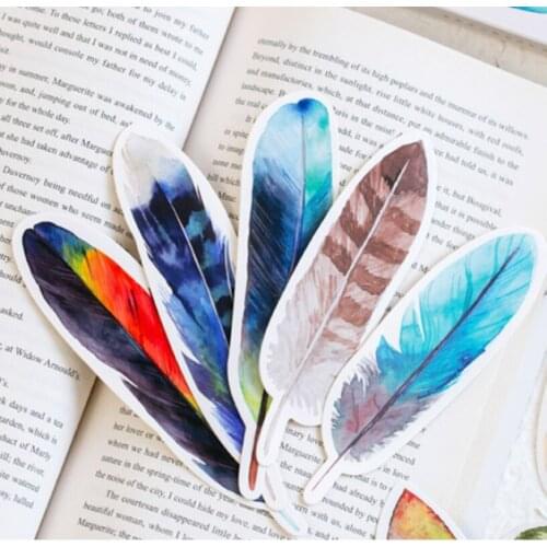 30 Pcs/lot Colorful Bookmark Feather Bookmark Cartoon Animals Gift Pack Cute