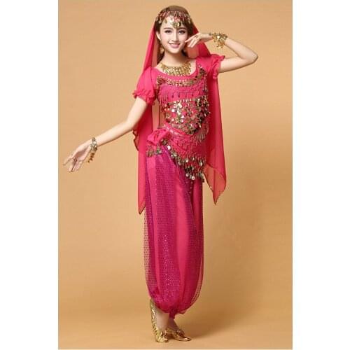 Belly Dance Costume Bollywood Costume Indian Dress bellydance Dress Womens Belly Dancing Costume Sets Tribal Skirt 4pcs/1set