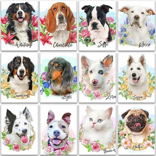 Diamond Painting Cat Bulldog cute Cartoon Animals Poodle Teddy Dog Puppy Full Square&Round embroidery mosaic Cross stitch Gift